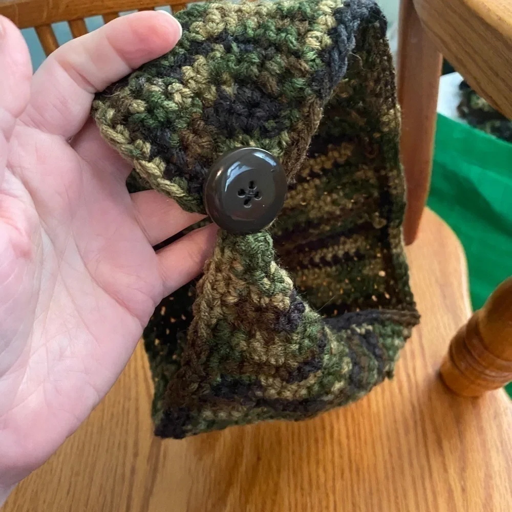 Adult Small Camo Ear Warmer Hand Crocheted